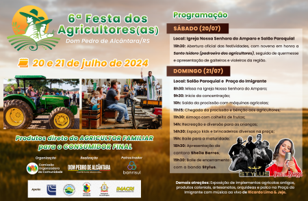 O Município de Dom Pedro de Alcântara convida você para a 6ª Festa dos Agricultores